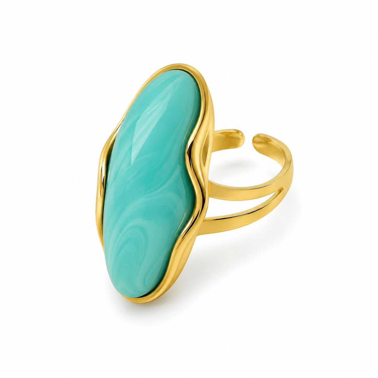 Anello Eterea in Acciaio e Pietra Regolabile Elegante e Versatile per Ogni Occasione