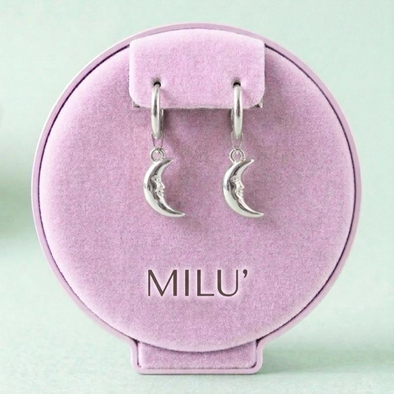 Milù Orecchini Milu' Acciaio Inossidabile Design Iconico Luna Crescente Doppia Finitura Gold e Silver Versatili e Anallergici