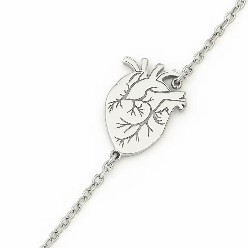 Bracciale Battito in Acciaio Inox con Incisione Personalizzabile Design Anatomico Cuore Alta Qualità