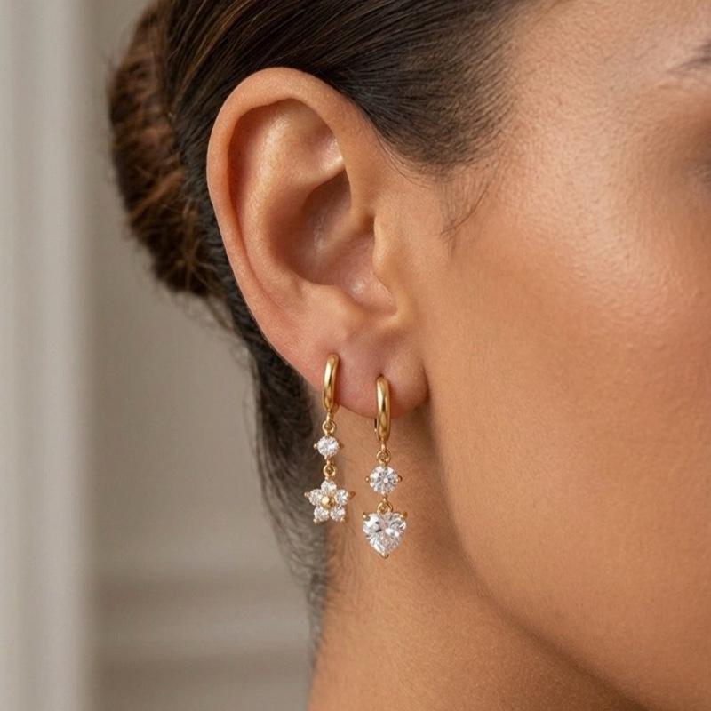Jolie Set – Collezione 6 Orecchini in Acciaio e Zirconi con Design Variato e Dettagli Eleganti per Ogni Occasione