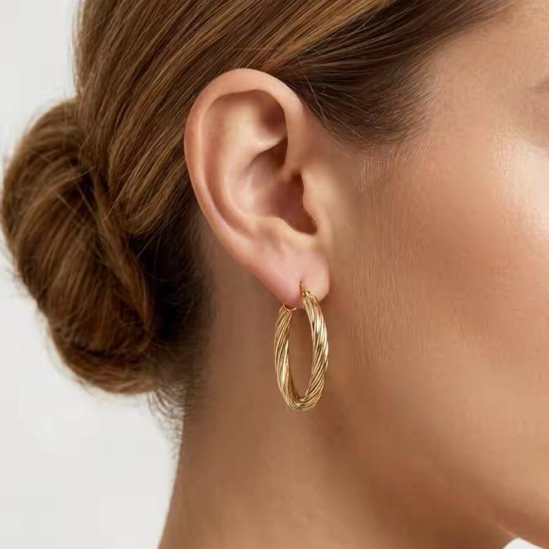 Torchon Orecchini a Cerchio con Design Intrecciato Eleganti e Moderni in Acciaio Inossidabile per Ogni Occasione