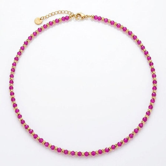 Collana Coraline in Acciaio e Cristalli Rosa con Dettagli Dorati per un Look Elegante e Raffinato