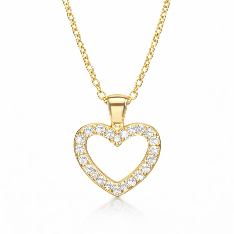 Collana Cuore di Luce in Acciaio con Zirconi Elegante e Brillante per Donna