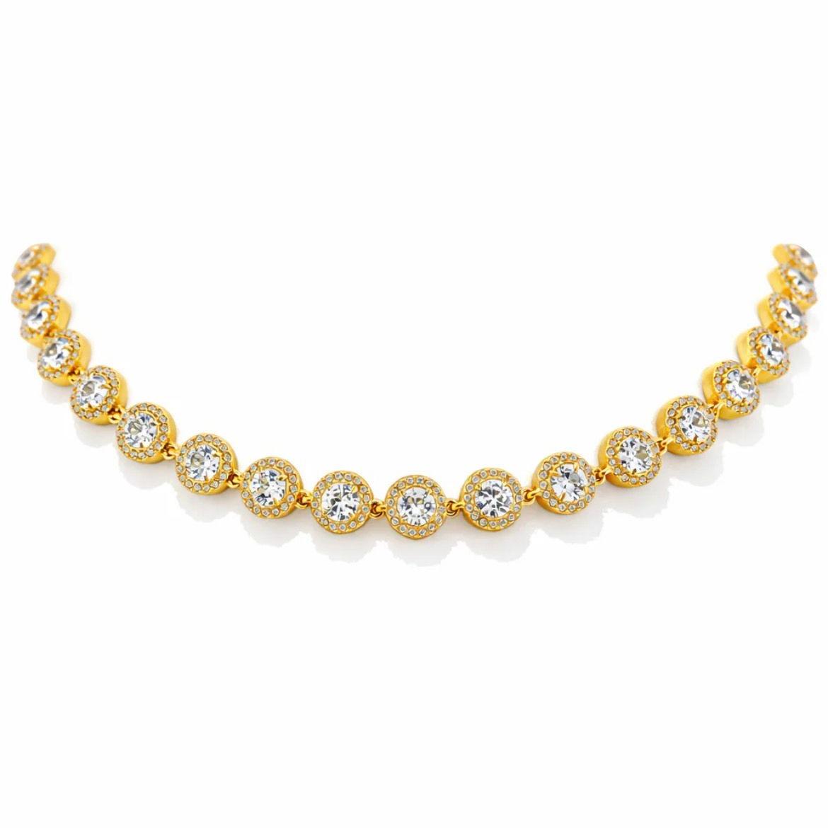 Girocollo Musa in Acciaio Inossidabile e Zirconi Brillanti Design Iconico Finitura Gold Chiusura Regolabile per Vestibilità Comoda e Stile Versatile