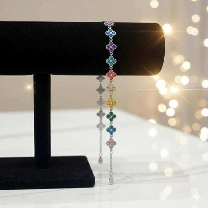 Bracciale BLOOM in Argento o Dorato con Fiori Scintillanti e Zirconi Luminosi Multicolor Vivace e Bianco Brillante Eleganza e Freschezza