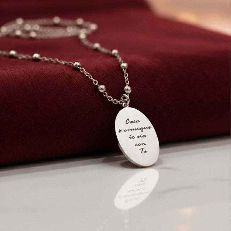 Collana Personalizzabile in Acciaio Inossidabile con Ciondolo da Incidere. Incisione Unisex