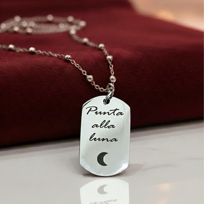 Collana Personalizzabile in Acciaio Inossidabile con Ciondolo da Incidere. Incisione Unisex
