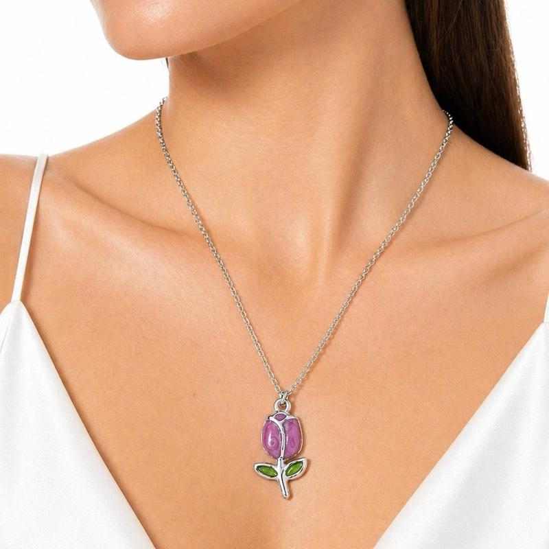 Collana Tulipano in acciaio  - Elegante Gioiello da Donna con Pendente a Forma di Tulipano
