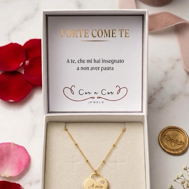 Collana Cuore Dorato da Incidere con Messaggio Personalizzato per Regalo Speciale