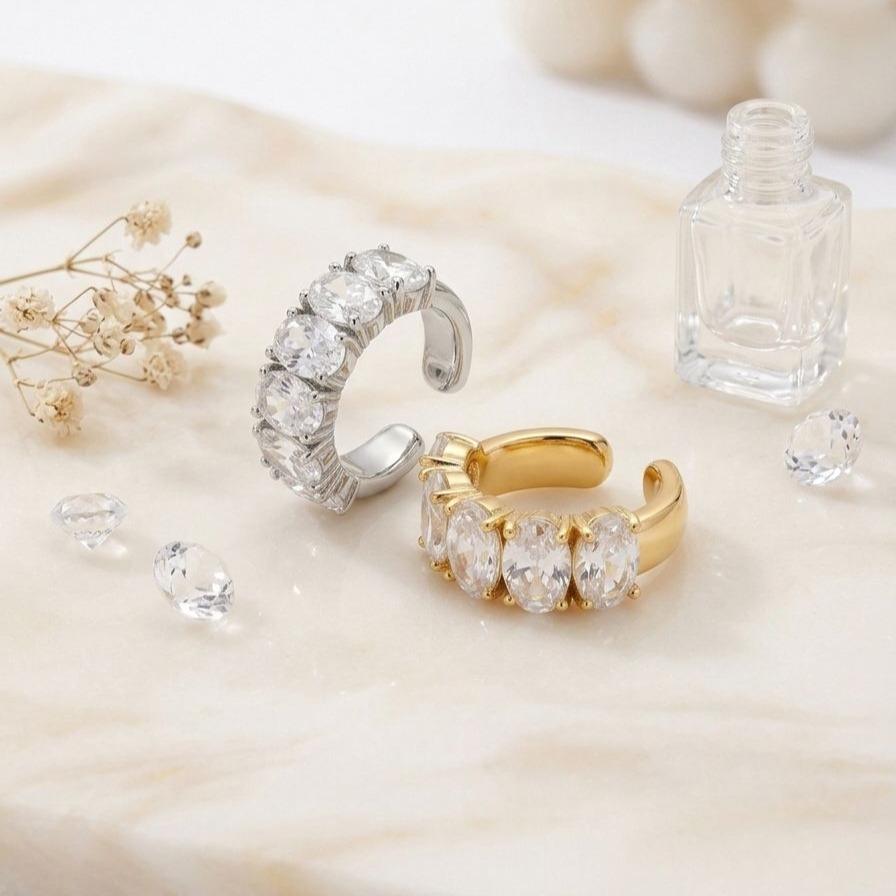 Cuff Shine in acciaio e zirconi