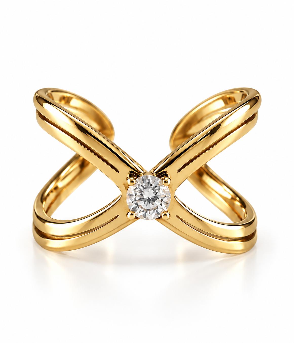 Anello Eterna in acciaio e zircone regolabile
