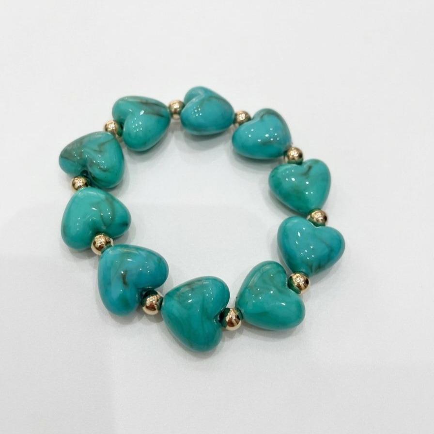 Bracciale Candy Heart elastico cuori i resina