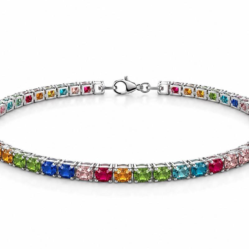 Bracciale tennis pastel in acciaio e strass