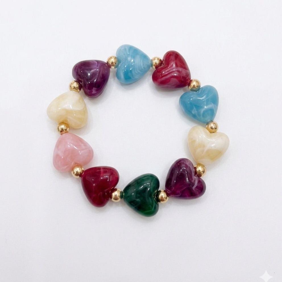 Bracciale Candy Heart elastico cuori i resina