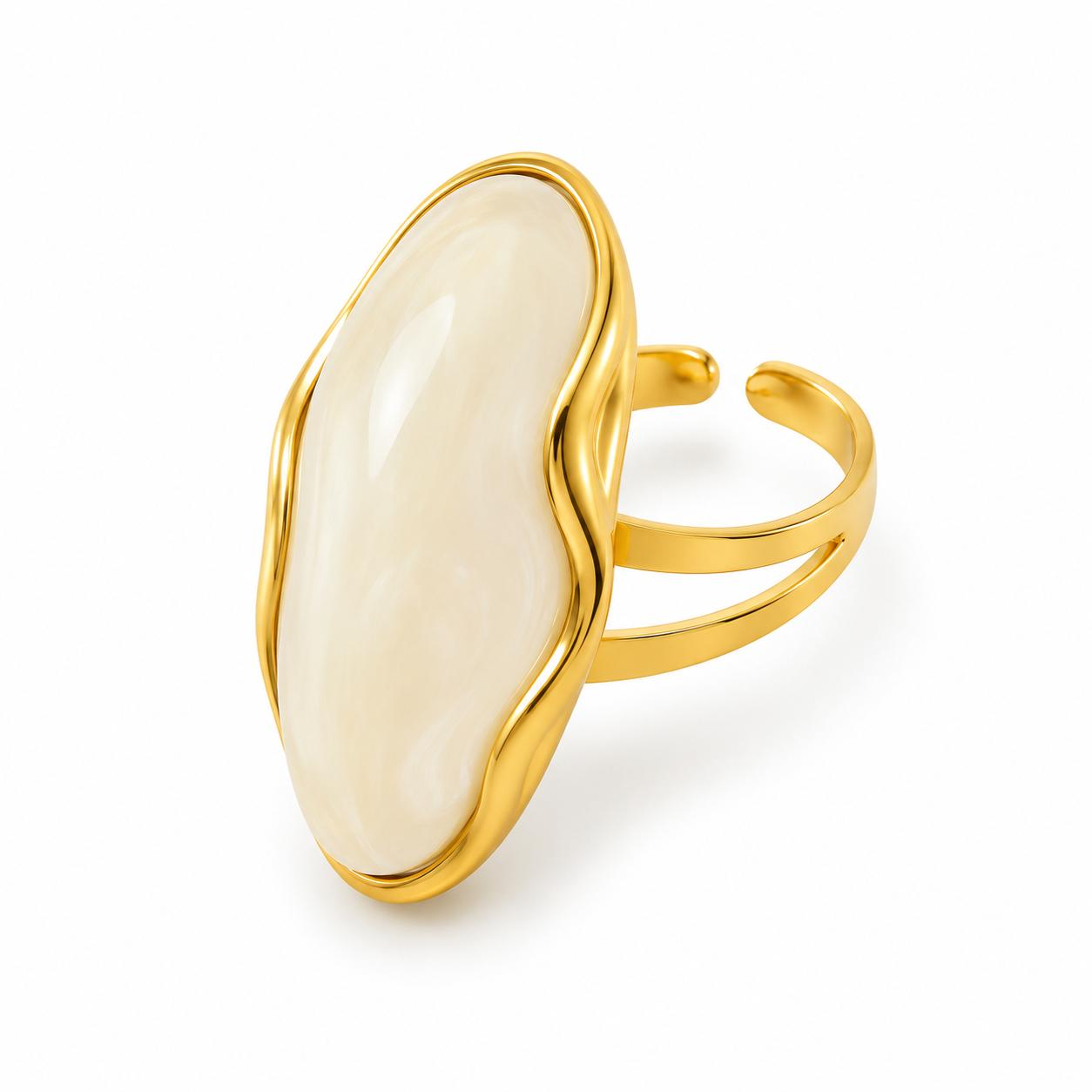 Anello Eterea in Acciaio e Pietra Regolabile Elegante e Versatile per Ogni Occasione