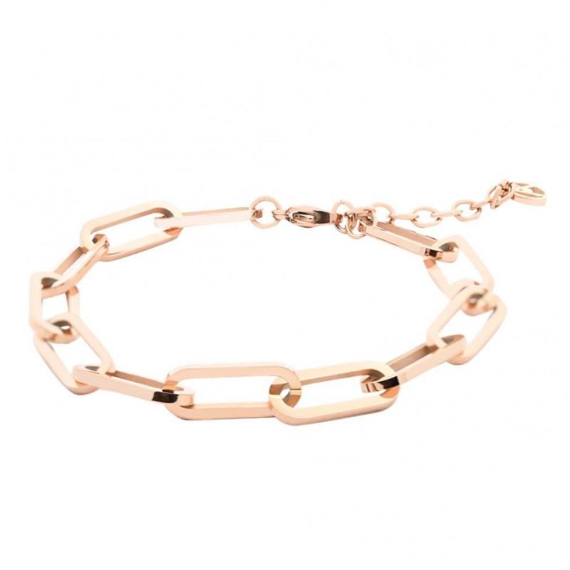 BR032 Bracciale PRISON a Catena Lucida Regolabile in Metallo Rodiato con Chiusura Comfort e Versatilità