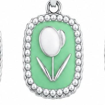 Collana Tuliperla in Acciaio Smaltato con Perle e Design Floreale Elegante per Donna