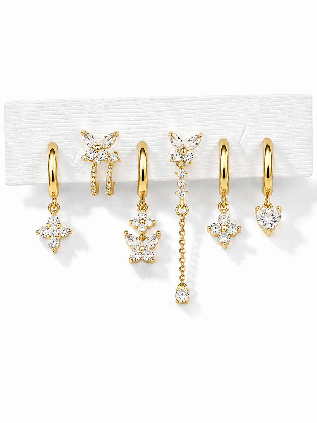 Set 6 orecchini Butterfly in acciaio 316 L
