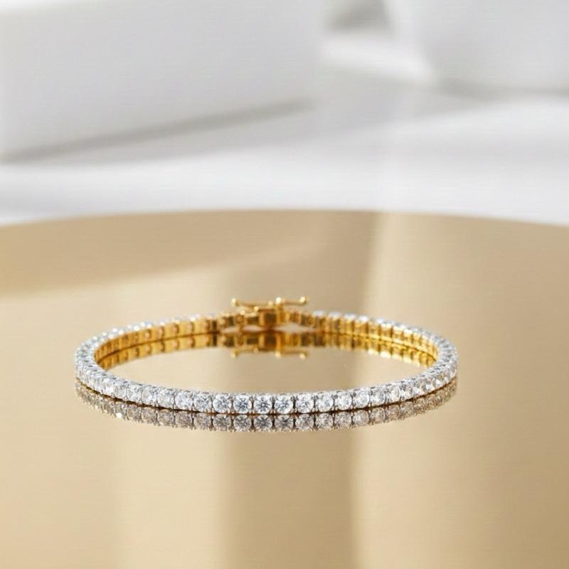 Bracciale Tennis in Acciaio Raffinato e Luminoso Classico Intramontabile con 4 Varianti di Colore per Adattarsi a Ogni Stile