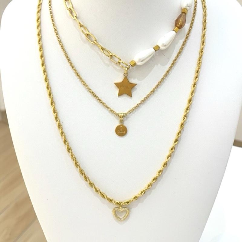 Collana Layering "Brilla & Ama" in Acciaio Inox