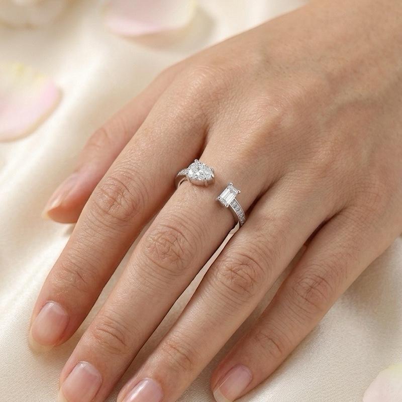 Anello Duo Open Acciaio con Doppio Design Elegante e Moderno per Donna