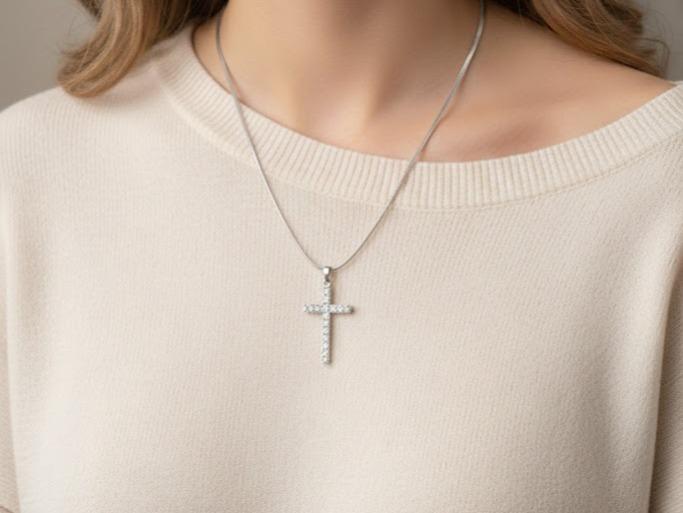 Collana Croce "Double Shine" in Cristalli
