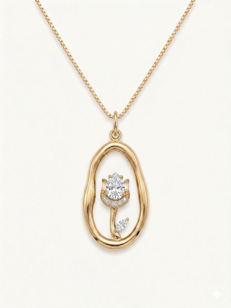 Collana Tulip: L’Eleganza Floreale Racchiusa in un Ovale