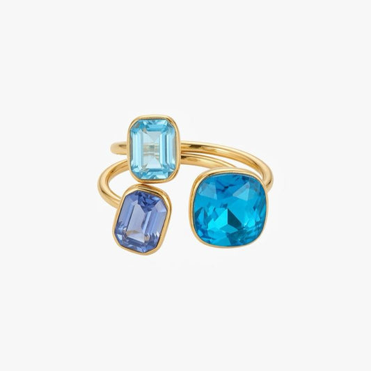 Bon Bon Anello in Acciaio Inossidabile con Pietre Colorate per Donna Elegante e Moderno in Stile Minimalista con Cristalli Multicolore