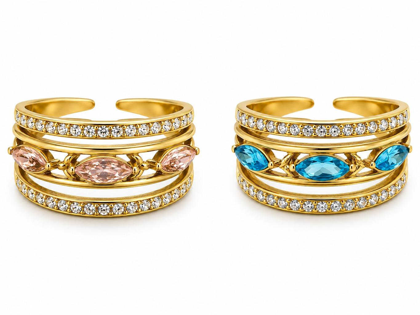 Anello Royal in acciaio e zirconi regolabile
