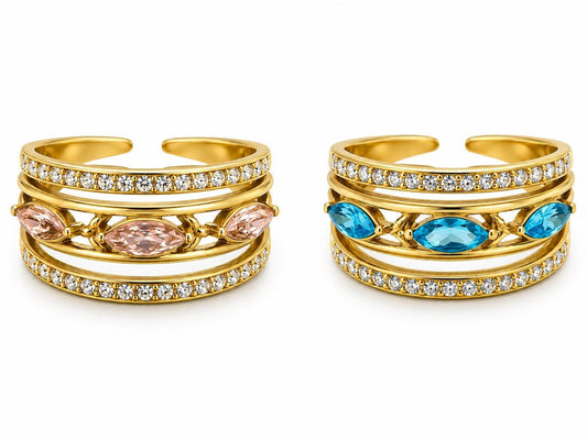 Anello Royal in acciaio e zirconi regolabile