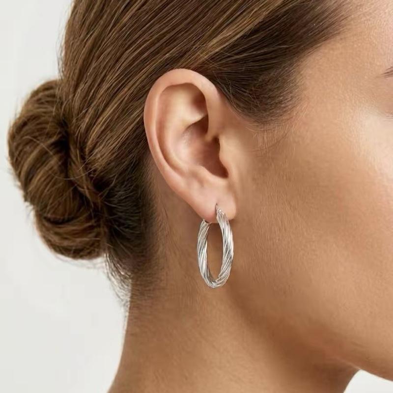 Torchon Orecchini a Cerchio con Design Intrecciato Eleganti e Moderni in Acciaio Inossidabile per Ogni Occasione