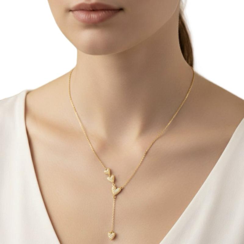 Collana Lovely in Acciaio Dorato e Argento con Pendente a Cuore Elegante e Versatile per Ogni Occasione