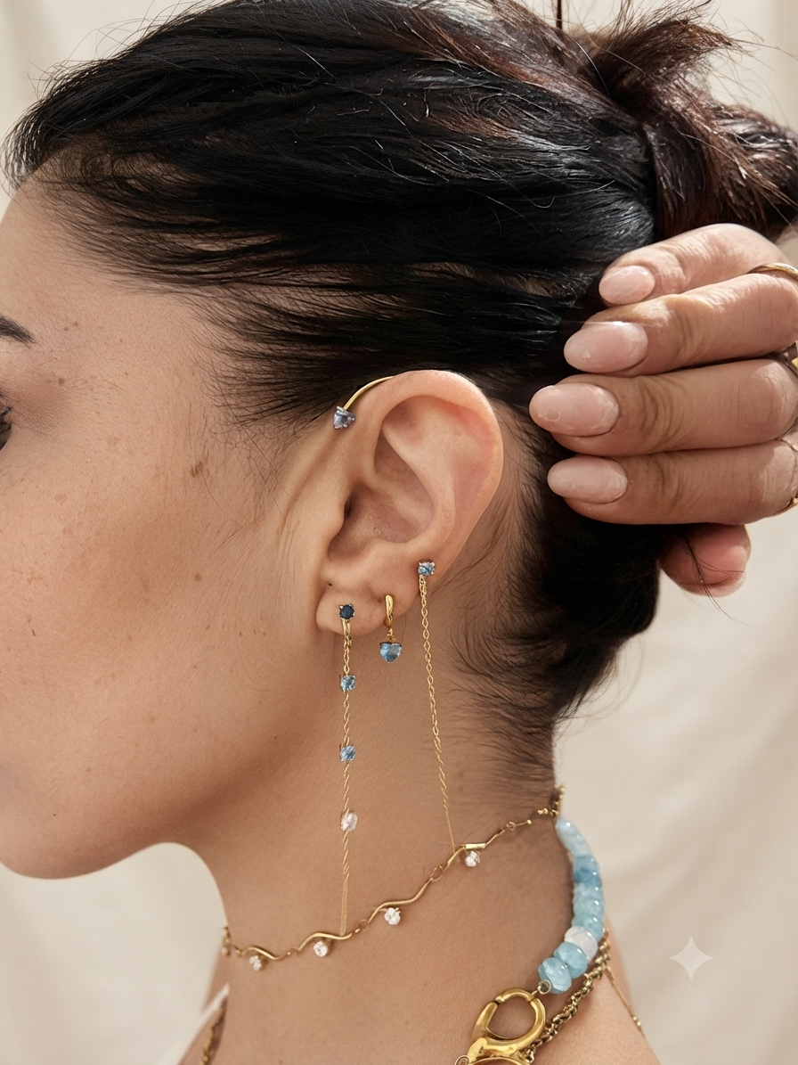 Ear Cuff Sandy in Acciaio e Zirconi