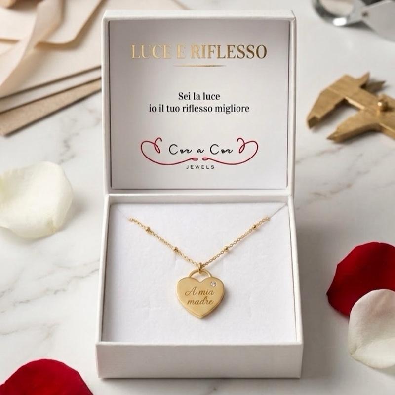Collana Cuore Dorato da Incidere con Messaggio Personalizzato per Regalo Speciale