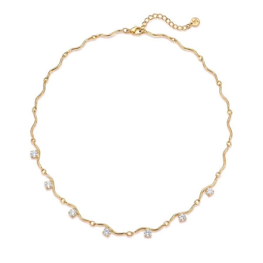 Collana Iris in acciaio inossidabile e zirconi versatile diventa anche chocker
