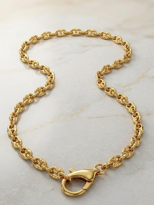Collana Arianna in Acciaio Inossidabile con Chiusura Anteriore Versatile da Indossare da Sola con Charm Intercambiabili Oro Caldo e Argento Brillante