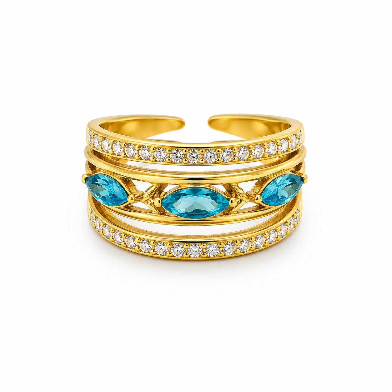 Anello Royal in acciaio e zirconi regolabile