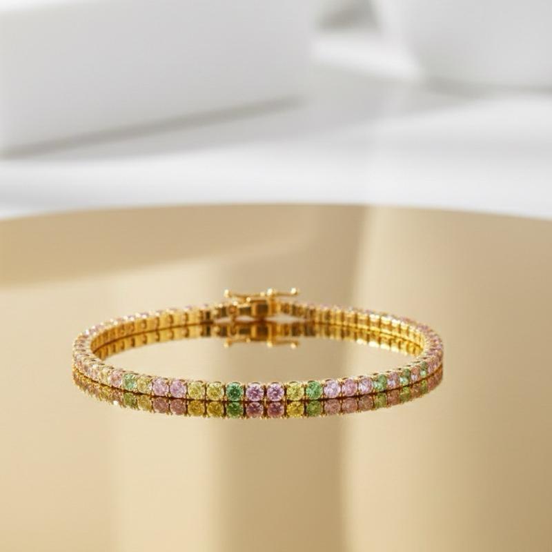 Bracciale Tennis in Acciaio Raffinato e Luminoso Classico Intramontabile con 4 Varianti di Colore per Adattarsi a Ogni Stile