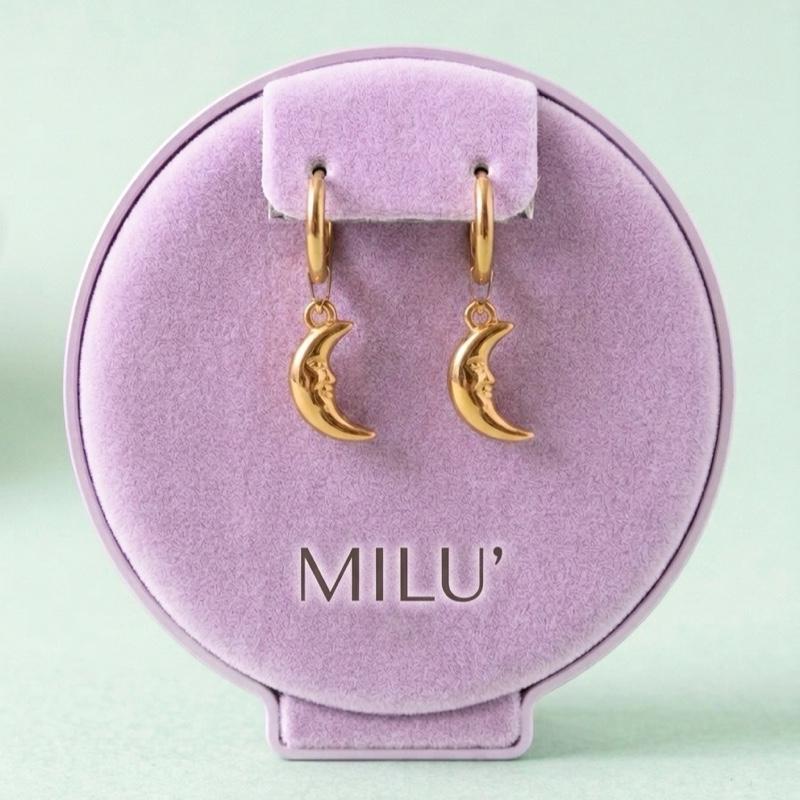 Milù Orecchini Milu' Acciaio Inossidabile Design Iconico Luna Crescente Doppia Finitura Gold e Silver Versatili e Anallergici