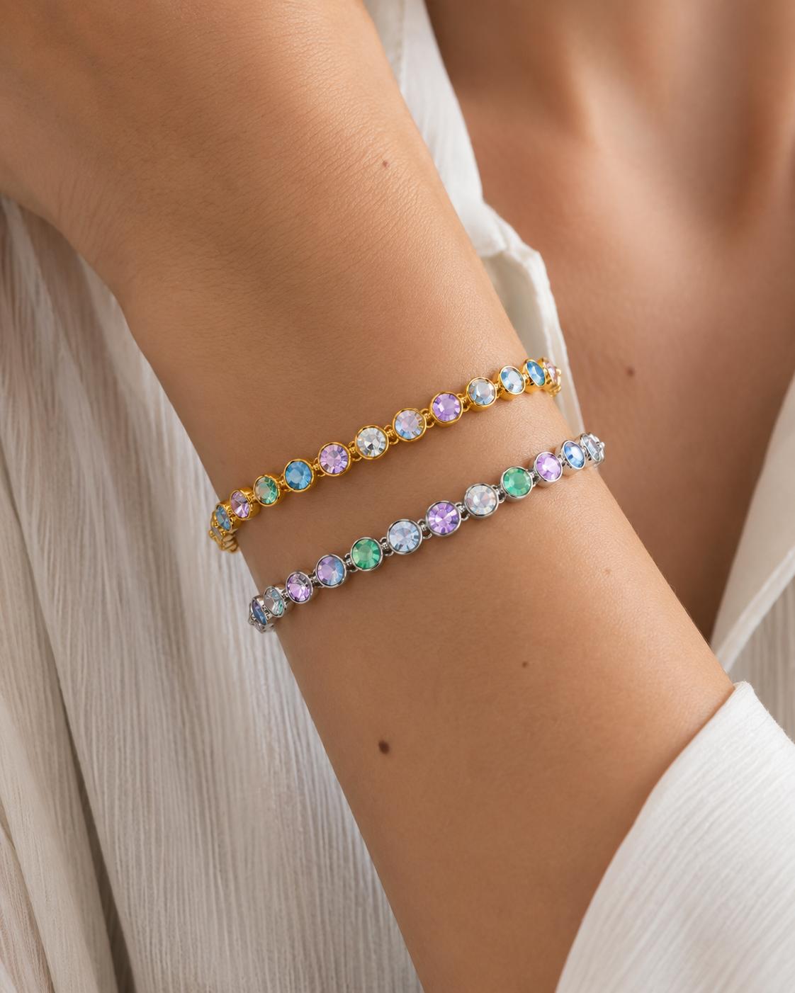 Bracciale Gemma Pastel in acciaio inossidabile e strass