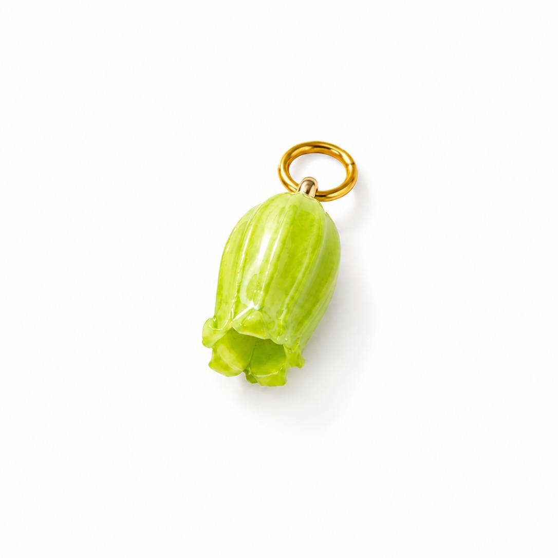 Charm bocciolo di Campanella vero fiore essiccato e resinato con base in acciaio perfetto per collane, orecchini, bracciali