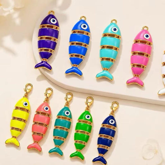 Charm Flander Acciaio Smaltato in Colori Vivaci per Accessori di Moda e Decorazioni Creativi Verde con Occhio Blu