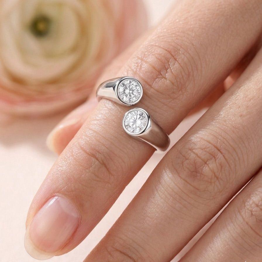 Anello Aurora in acciaio inossidabile e zirconi