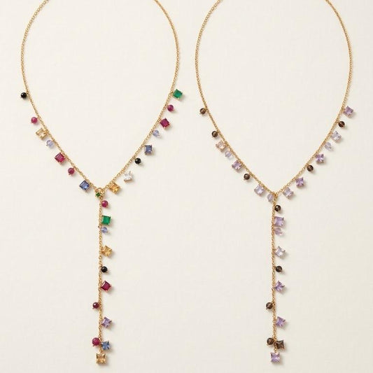 Collana Prisma pendente in acciaio e cristalli