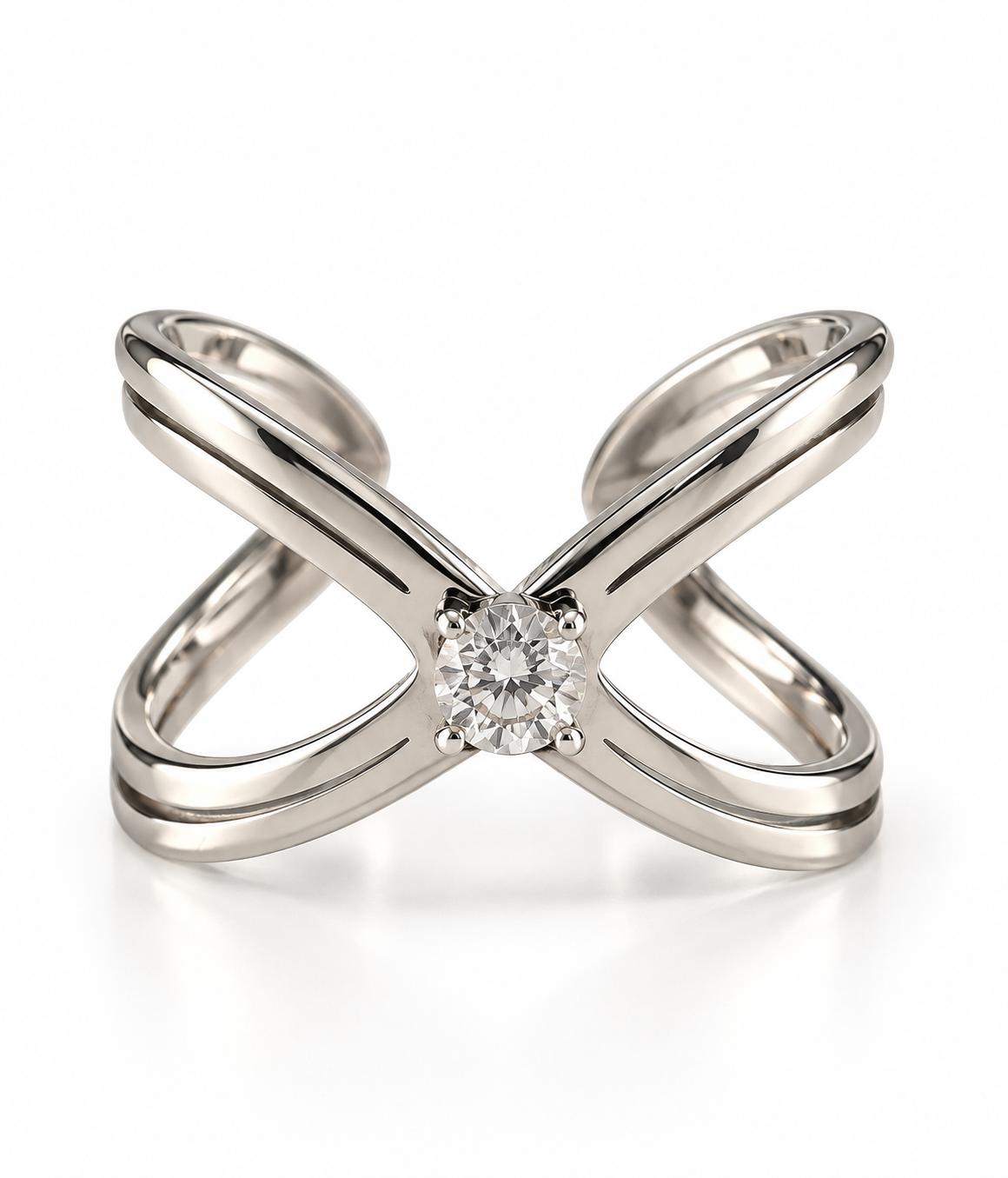Anello Eterna in acciaio e zircone regolabile