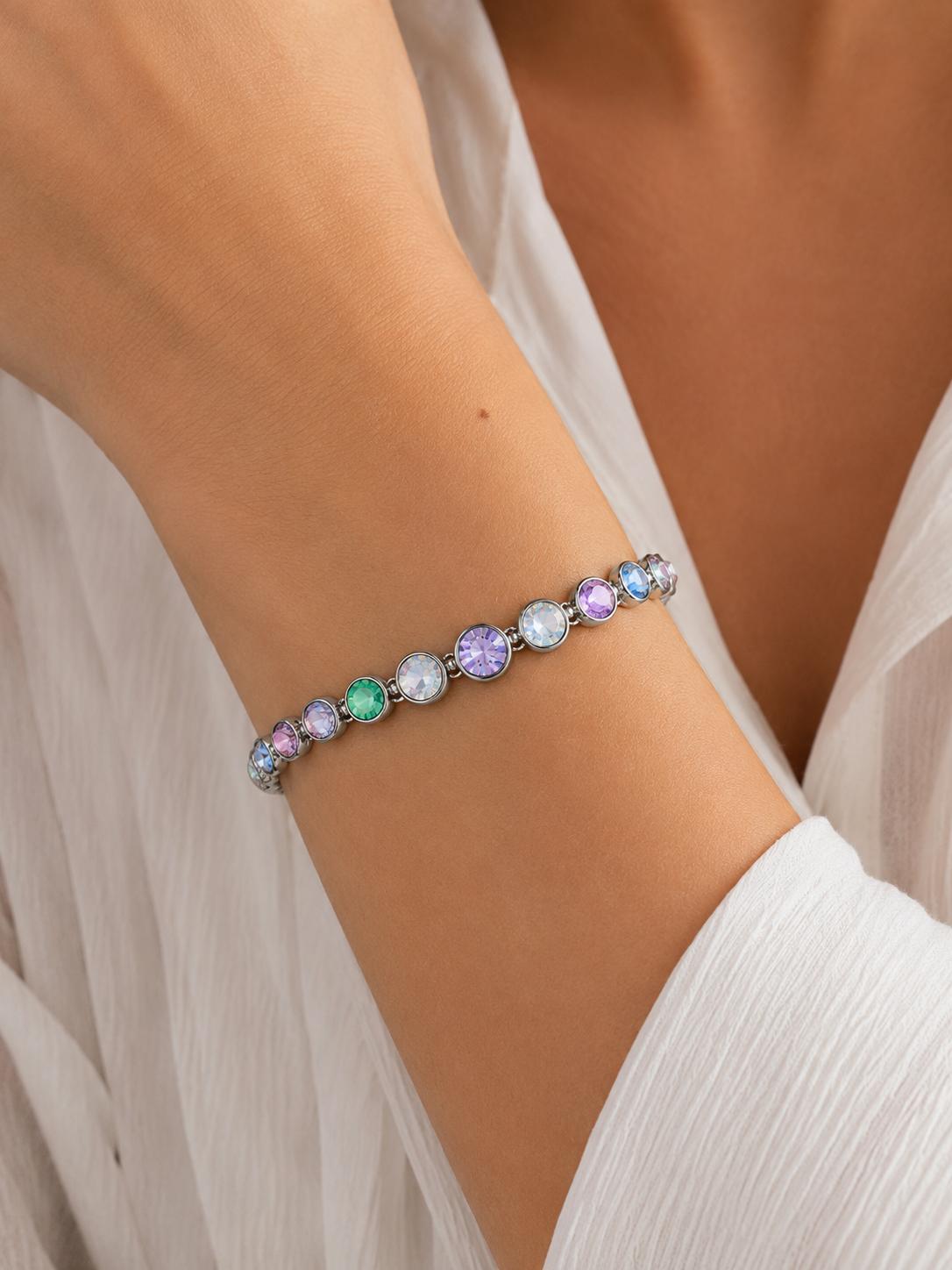 Bracciale Gemma Pastel in acciaio inossidabile e strass