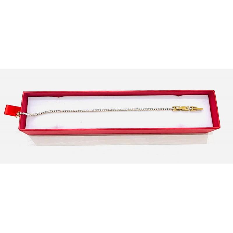 Bracciale SLIM TENNIS con Zirconi Bianchi con chiusura regolabile Luminosi in Versione Argento o Dorata Versatile e Perfetto per Ogni Outfit