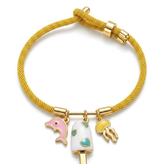 Bracciale Componibile in Corda e Acciaio fino a 4 Charms Ideale per Stile Unico senza Charms
