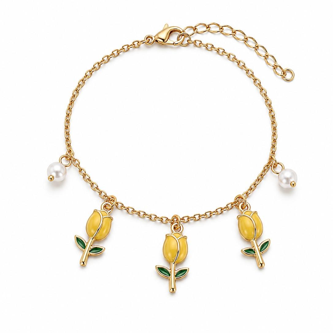 Bracciale Tulip con charm pendenti in acciaio