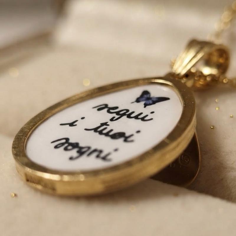 Charm Segui i tuoi sogni con farfalla blu in oro bianco per donna